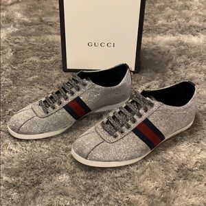 Gucci T.Sparkle Silver Men’s Glitter Shoes 12